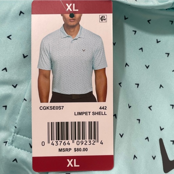 NWT Callaway Men’s XL Short Sleeve Golf Polo Aqua Blue Collar Performance - Picture 7 of 9